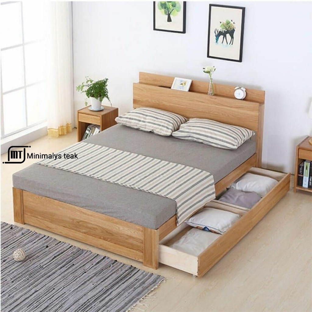 Dipan kasur 160x200 kayu jati minimalis modern Dipan kayu jati Dipan murah Dipan terbaru 2025