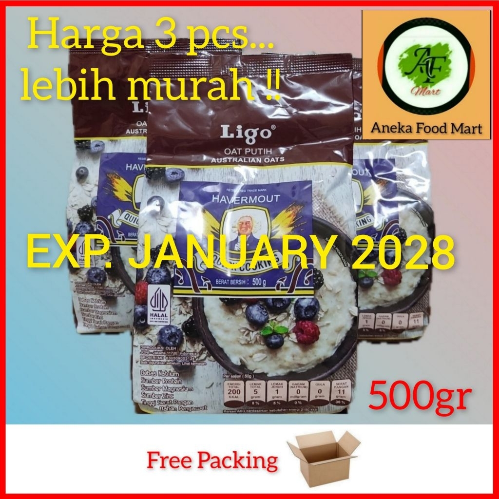 

Ligo havermout Qatmeal 500gr/ Australian Qats/ cereal/ Havermout Qatmeal