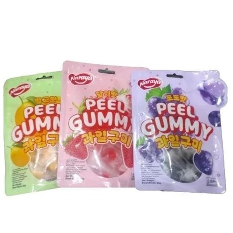 

[80gram] S167 | Naraya Peel Gummy Permen Jelly Kupas Rasa Buah 80 Gram halal
