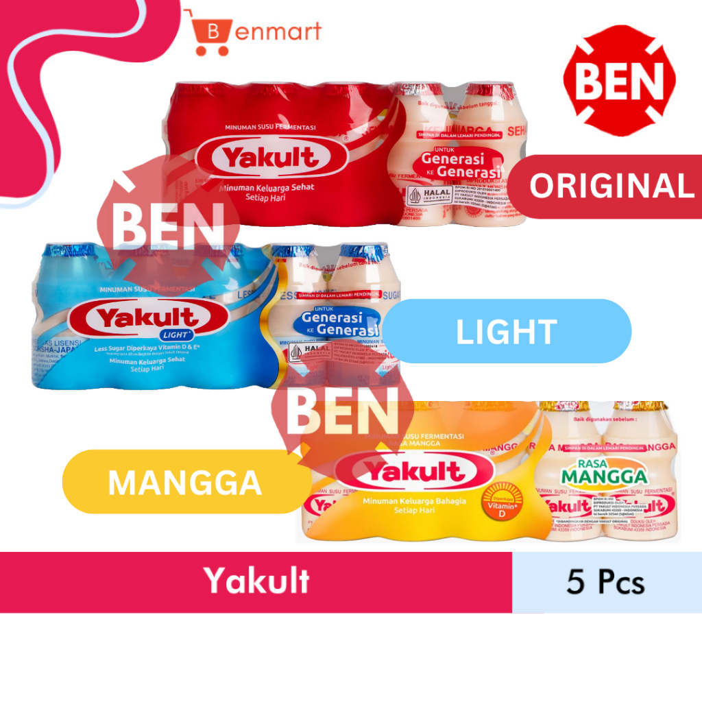 

Yakult 1 Pak 5 Botol - ORIGINAL / LIGHT / MANGGA MANGO Pack Susu Fermentasi Yogurt Murah Grosir