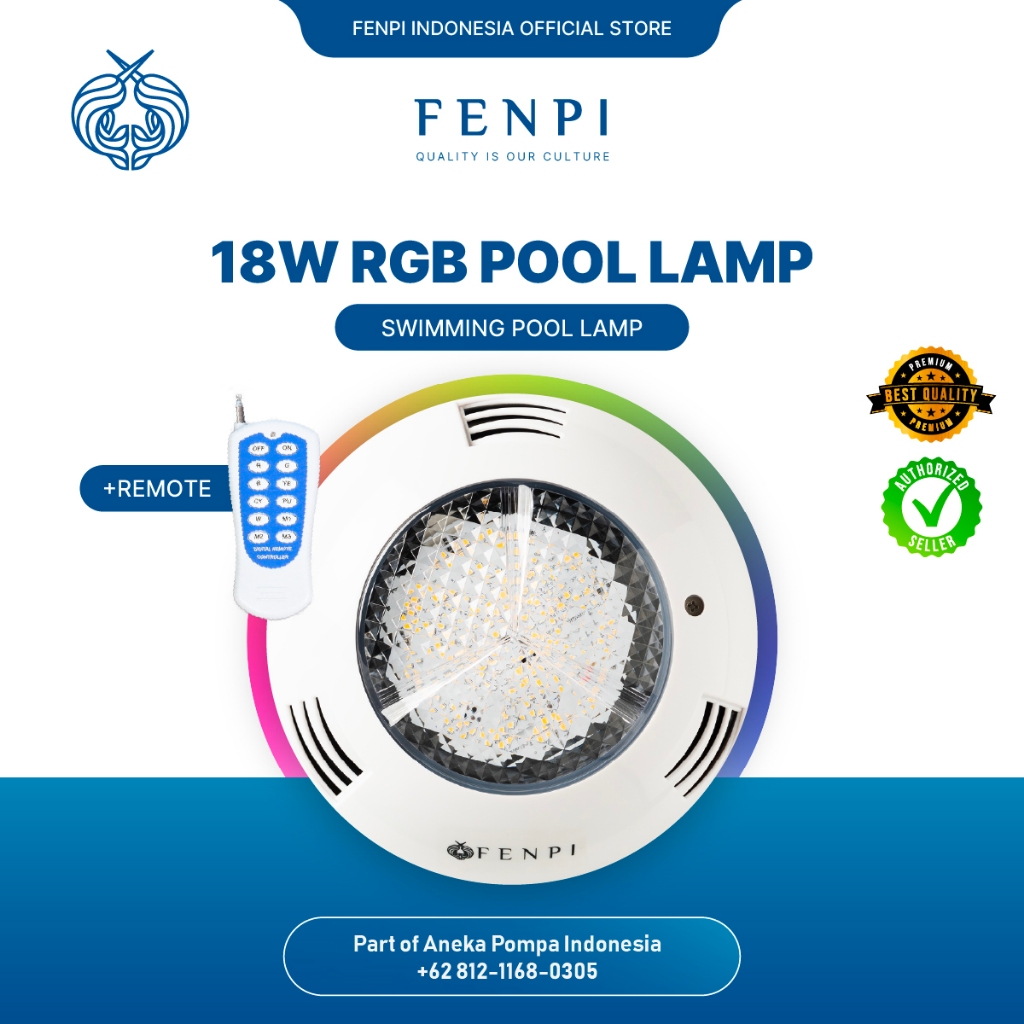 LAMPU LED KOLAM RENANG FENPI - 18W RGB + REMOTE