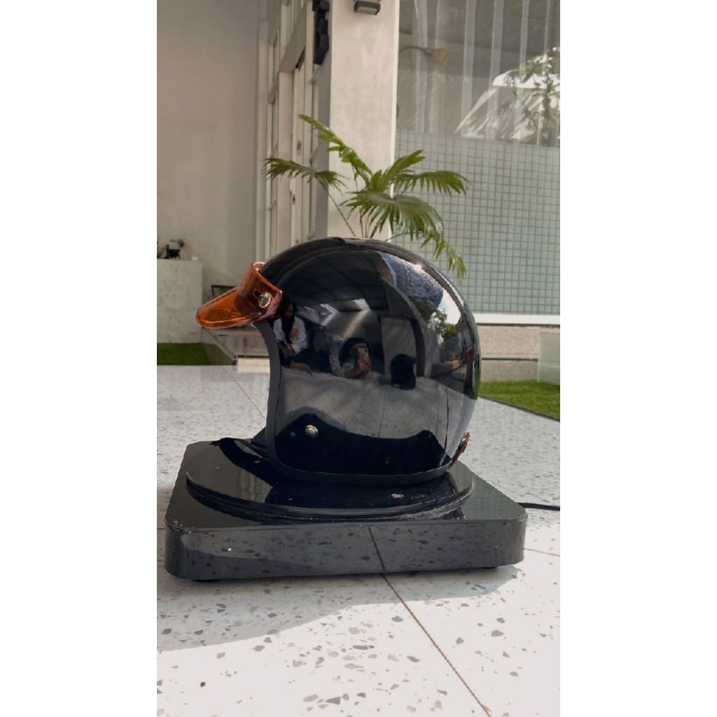 Helm Slimhead Hitam Leopard Free Pet Retro