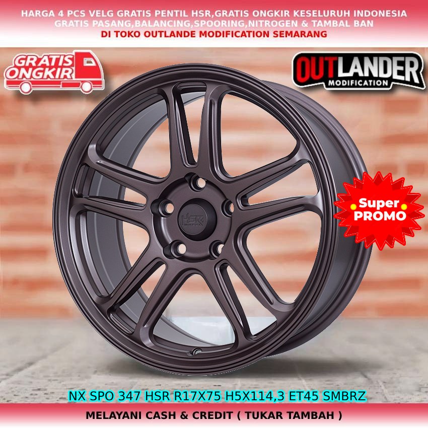 velg racing ring17 lobang5 untuk mobil Cresida Estima Camry Ertiga Xtrail dll hsr nx spo ring17