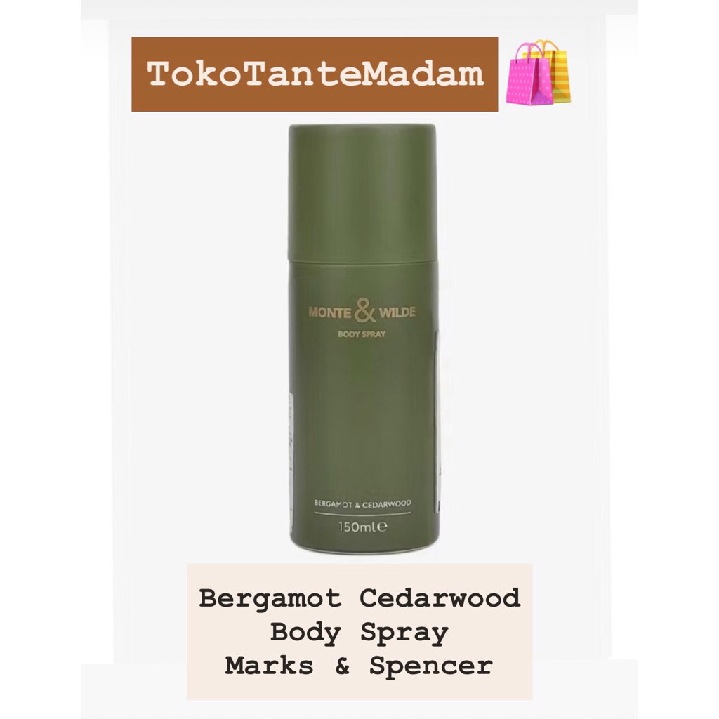 Body Spray Bergamot Cedarwood Pria Marks and Spencer M&S Monte & Wilde