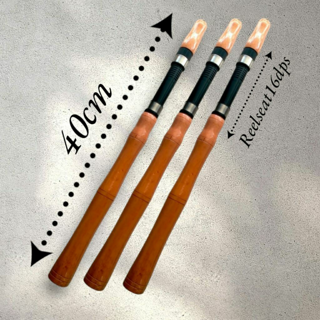 Gagang joran kayu 40cm + reelseat16dps