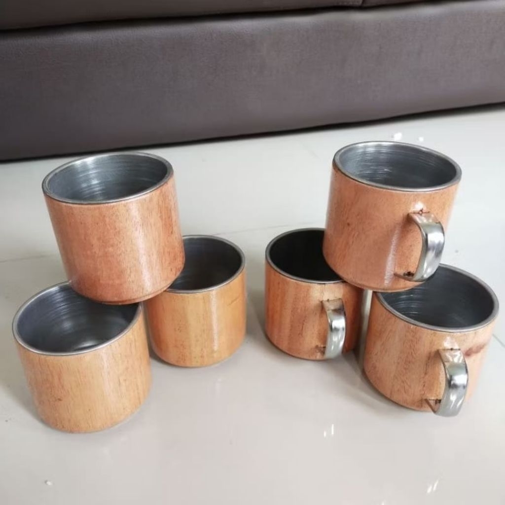 GELAS KAYU STAINLESS / CANGKIR STAINLESS  KAYU / MUG STAINLESS KAYU JATI