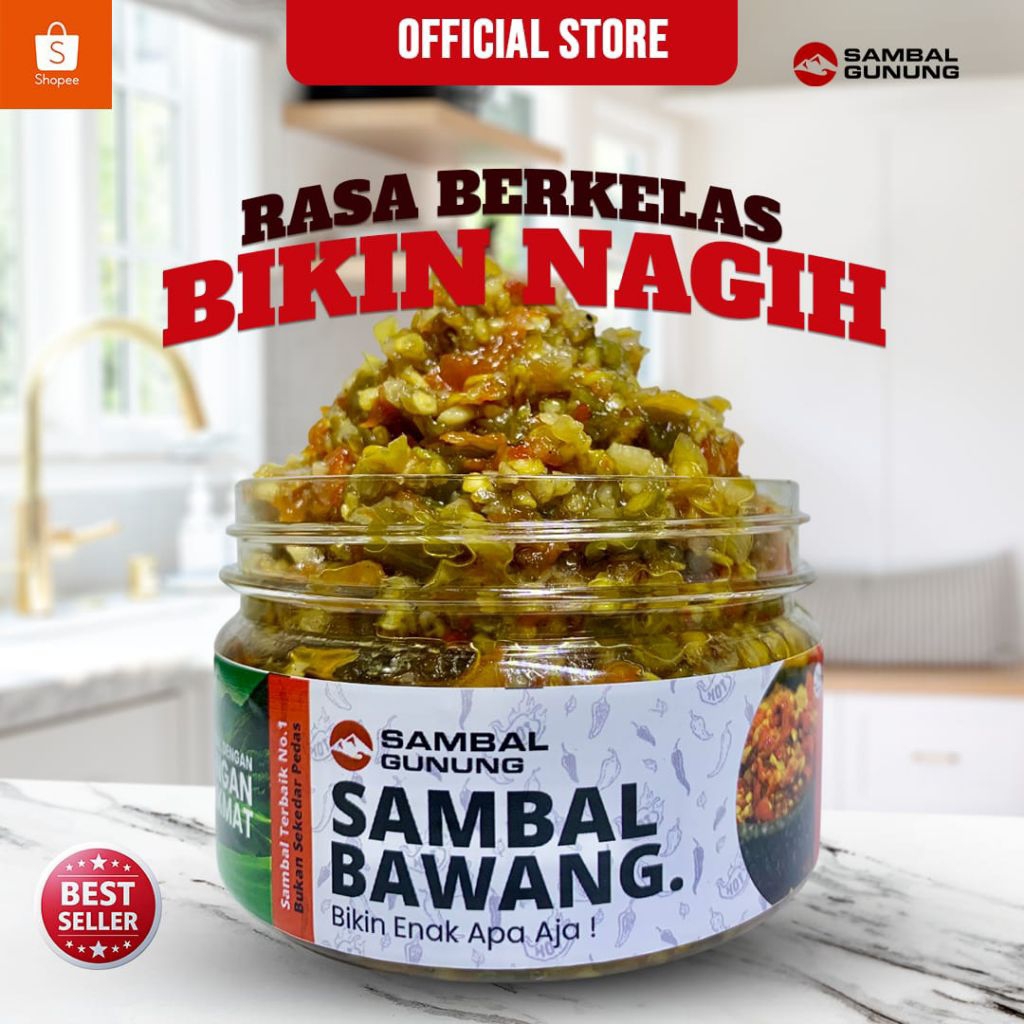 

Sambal Gunung - Sambal Bawang 250 Gram , Kualitas Rasa No. 1, Pedes Gurih Seimbang, Bikin Nagih