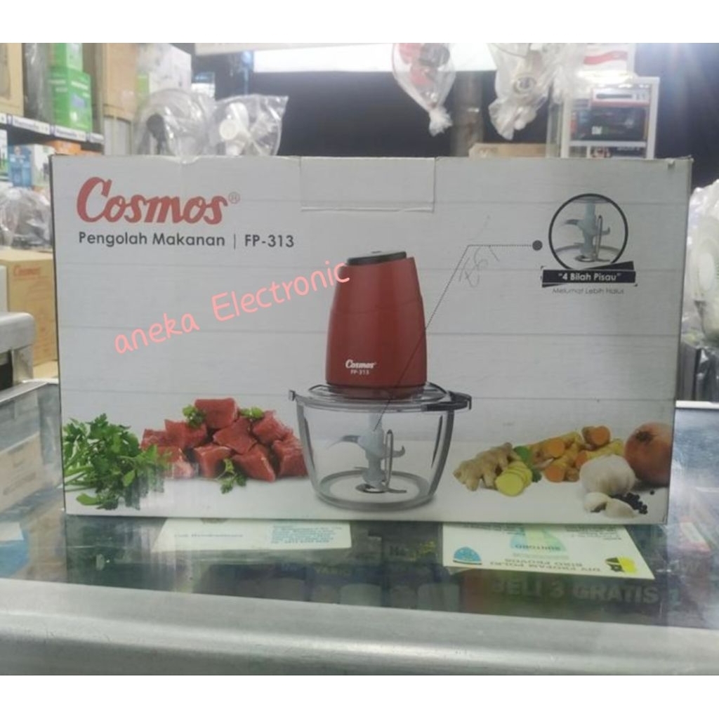 Cosmos Chopper FP-313 Food Processor 1.2 liter Gelas Kaca