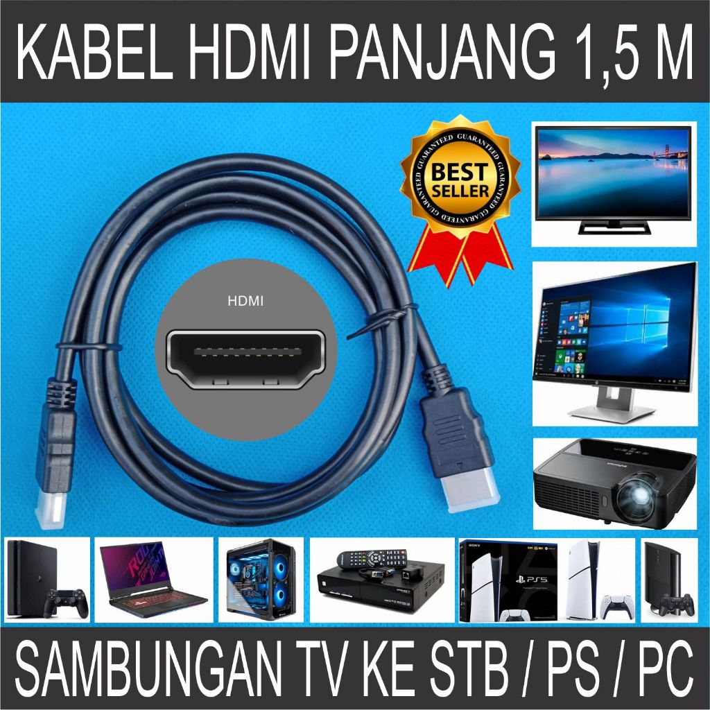 Kabel HDMI Sambungan Dari TV Monitor Infocus ke STB PS5 PS4 PS3 Laptop Gaming Komputer PC CPU Game S