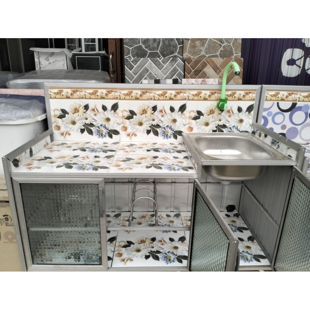 wastafel cuci piring 3pintu keramik putih