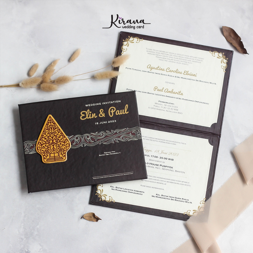 Undangan Penikahan Hard Cover Lipat 2 dengan Emblem | Undangan Custom | Undangan Premium