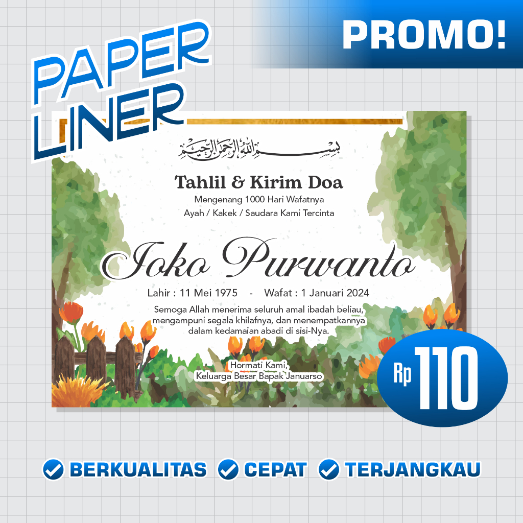 

Label Sticker dan Kartu Untuk Acara Tahlil