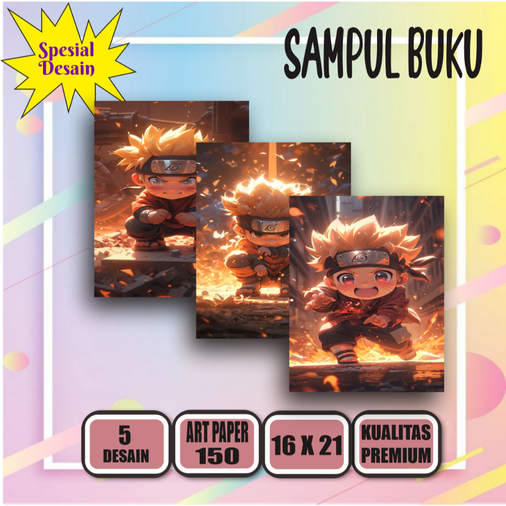 

(5pcs) SAMPUL BUKU CUTE NARUTO UNTUK BUKU SEKOLAH