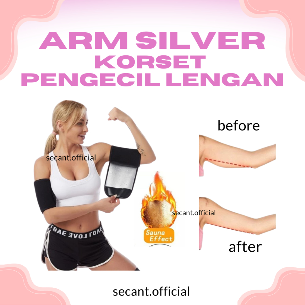 Korset Deker Tangan Pelangsing Pembakar Lemak Slimming ARM SILVER VELCRO Deker Lengan Sauna Pria Wan
