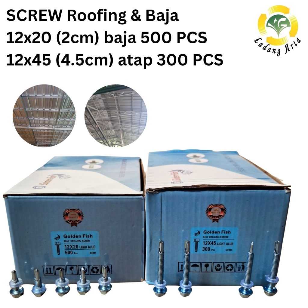 skrup roofing dan baja 12 x 20 dan 12 x 45 /baja ringan/roofing