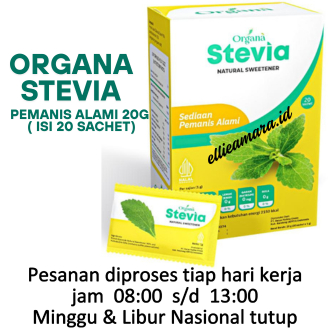

STEVIA NATURAL SWEETENER PEMANIS ALAMI ORGANA ISI 20 SACHET