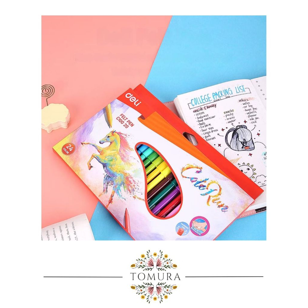 

Deli Felt Pen / Spidol Mewarnai 24 Warna Bullet Anak Anak Stationary Sekolah Back To School