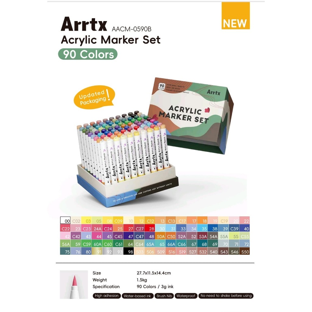 

ARRTX acrylic brush marker set 90 AACM-0590A