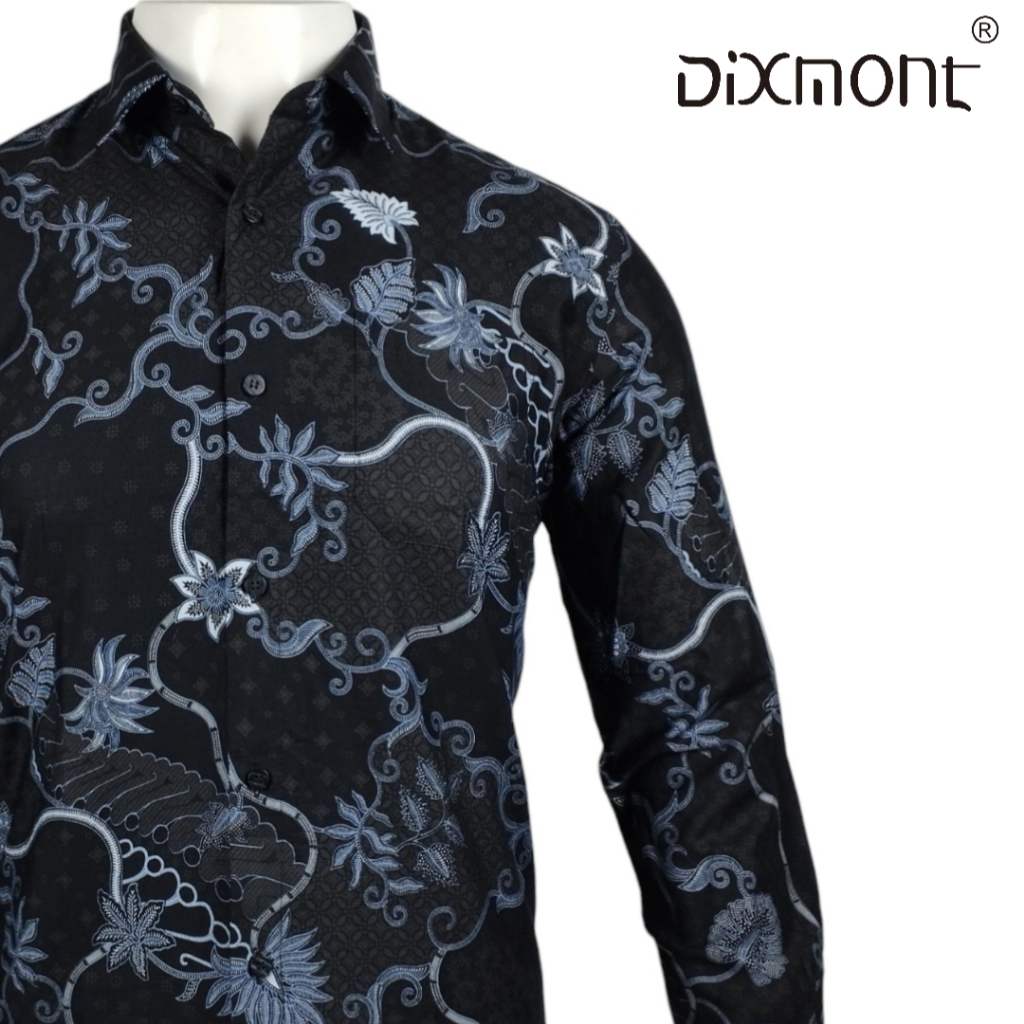 Dixmont Kemeja Batik Pria Basic Formal Lengan Panjang Hem BL00925