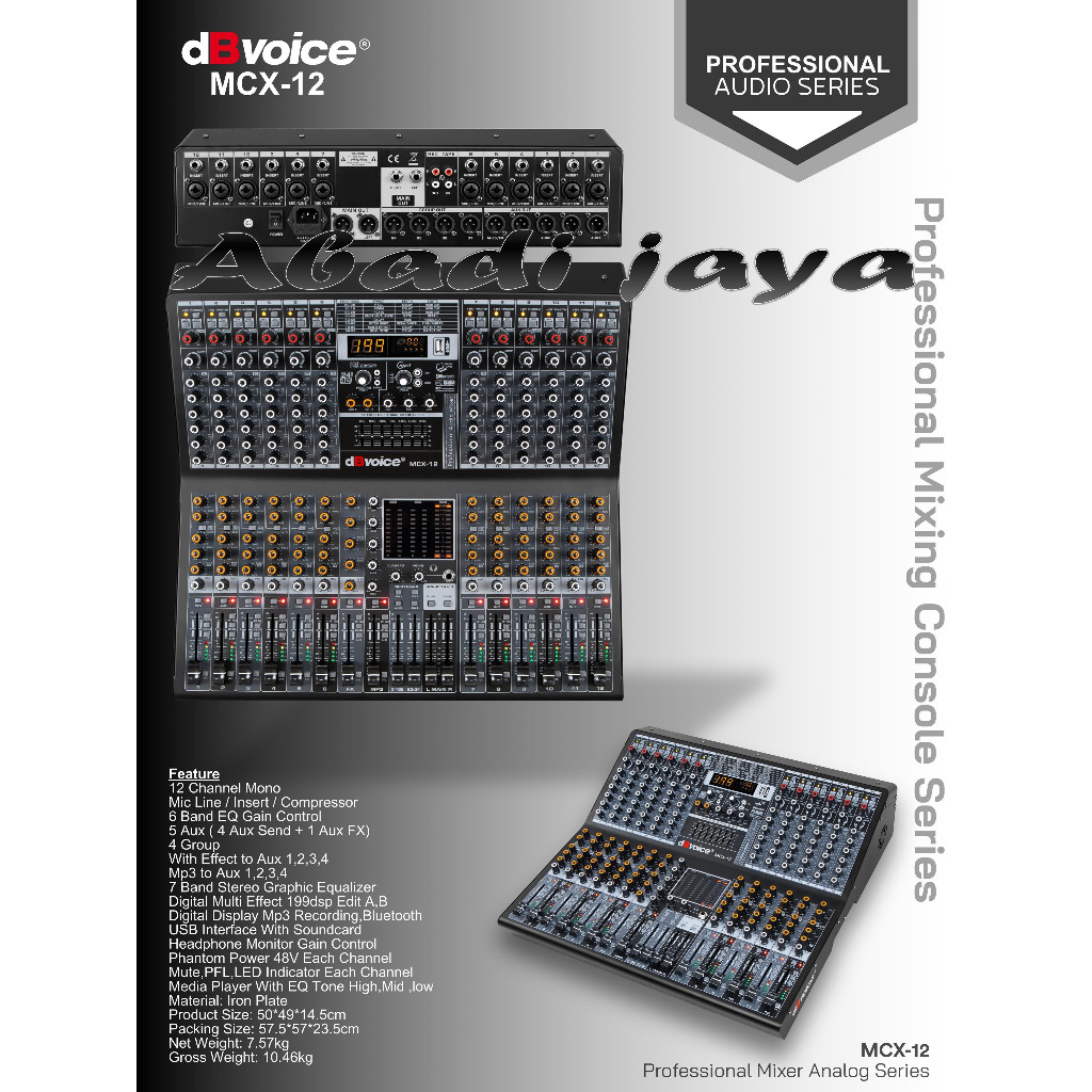 profesional mixer dbvoice mcx 12 / mcx12 12 channel original