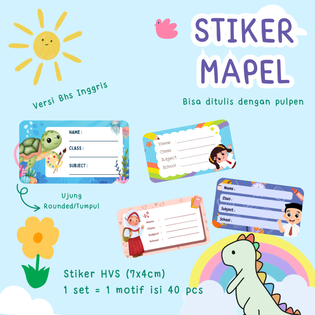 

[READY STOCK - Eng] STIKER MAPEL LABEL BUKU PELAJARAN SEKOLAH BOOK LABEL STICKER EVERMINE