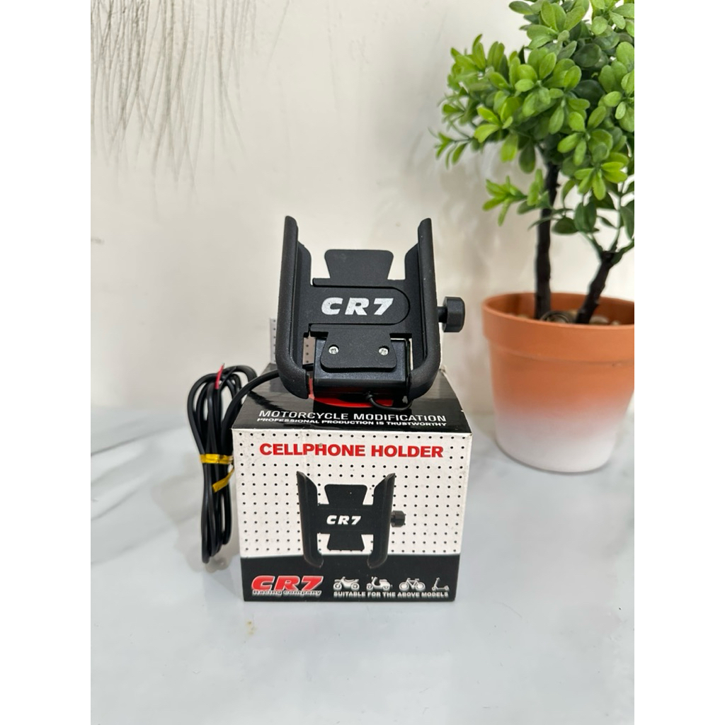Holder handphone Cr7 motor plus port USB Charger Universal