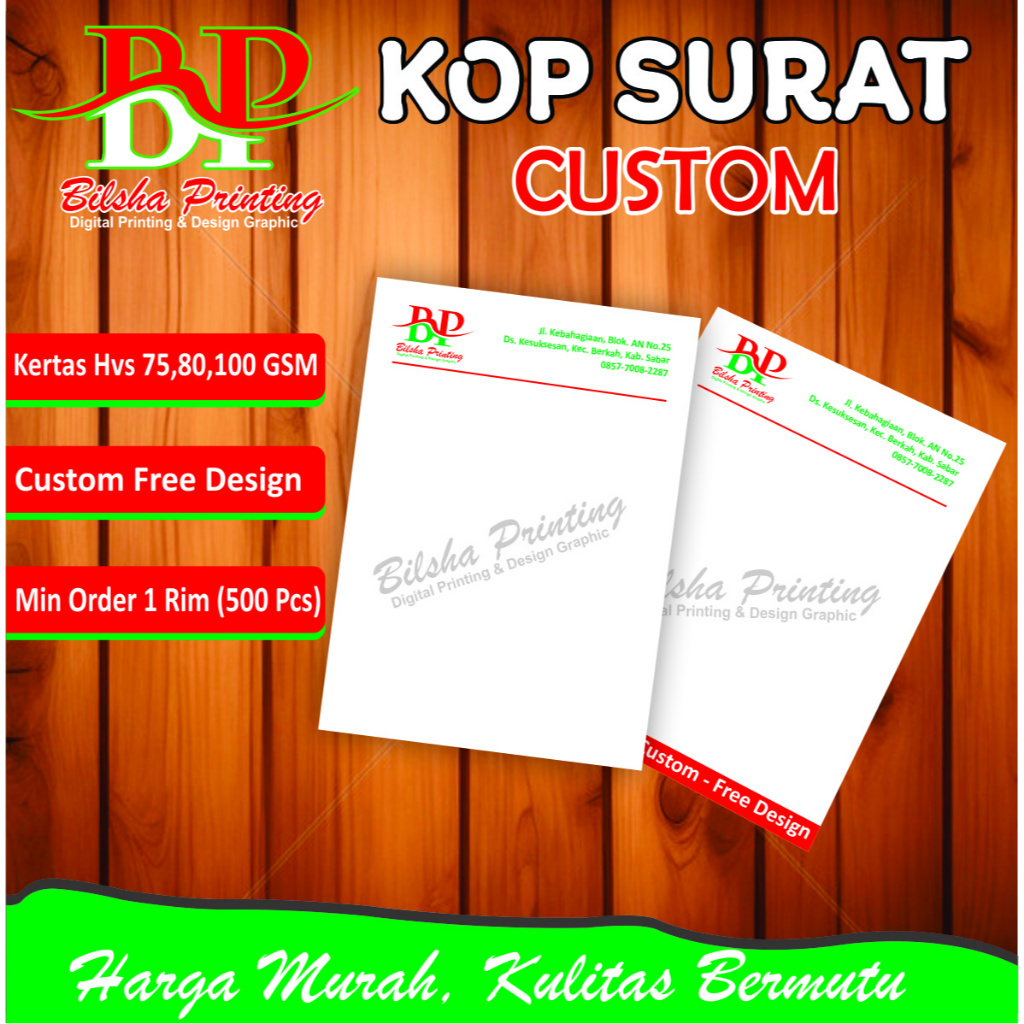 

Bilsha Printing Kop Surat Custom Harga Murah Kulitas Bermutu