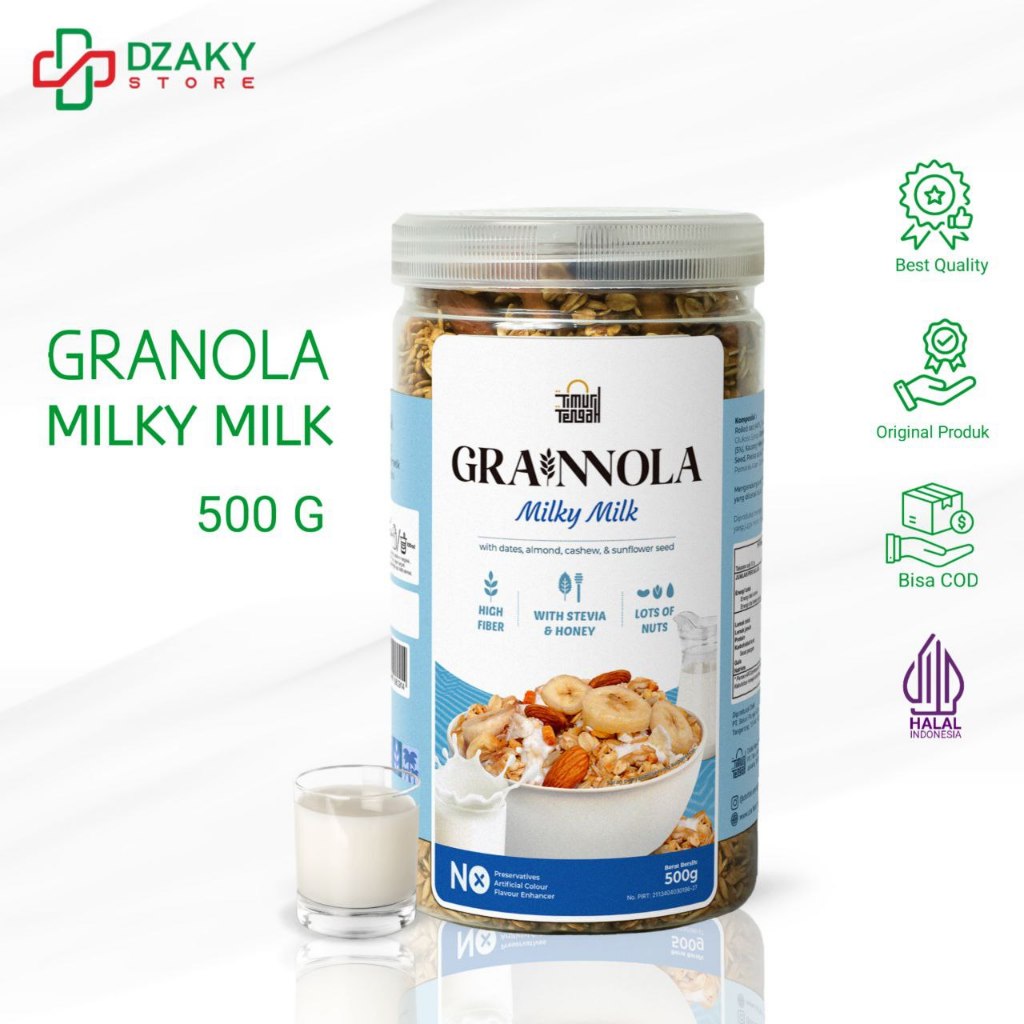 

Grainnola Timur Tengah Milky Milk 500 Gram Granola Cemilan Sehat Rendah Kalori Sereal & Snack