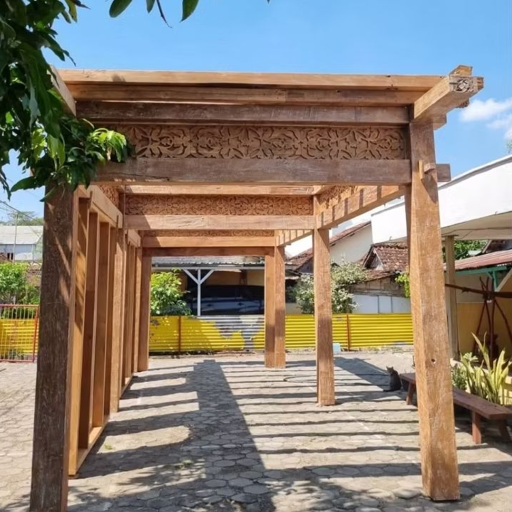 (Kayu Lama) Pergola Gerbang kayu jati antik rustic halus