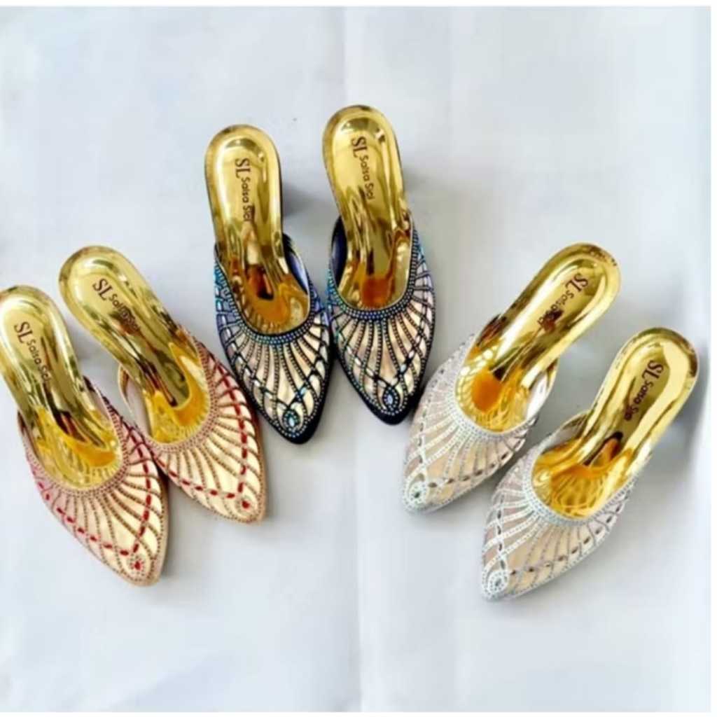 Sendal Pengantin Hak 5cm Wedding Shoes Wanita Premium Payet Jepang Heels Pesta