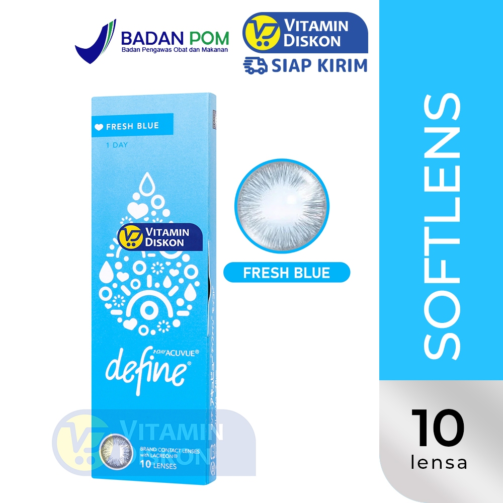 ACUVUE 1 DAY DEFINE FRESH BLUE WITH LACREON 5 PAIRS/10 PCS | Lensa Kontak, Soflens Harian, Soflens M
