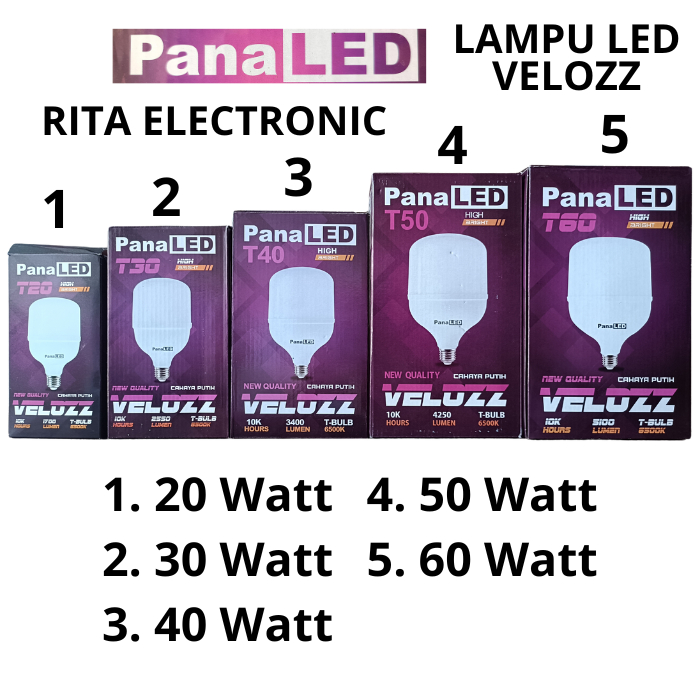 PanaLED Velozz Lampu LED 20 Watt, 30 Watt, 40 Watt, 50 Watt, 60 Watt