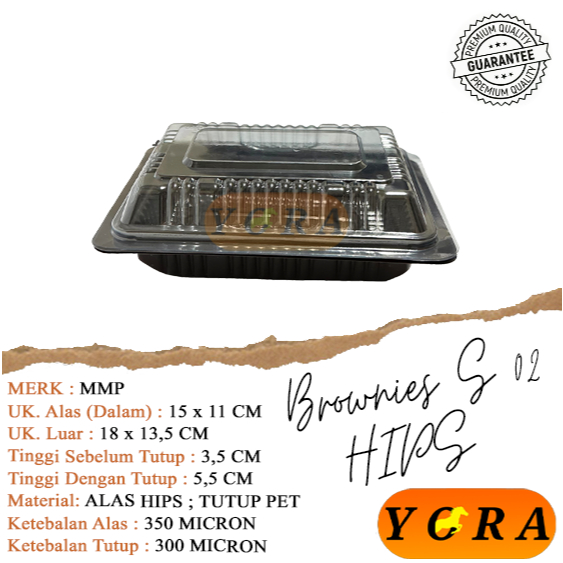 [50 pcs] mika brownies S + tutup / Brownies S ada bibir /Tray Brownies Tebal & Tahan Panas / Mika Br