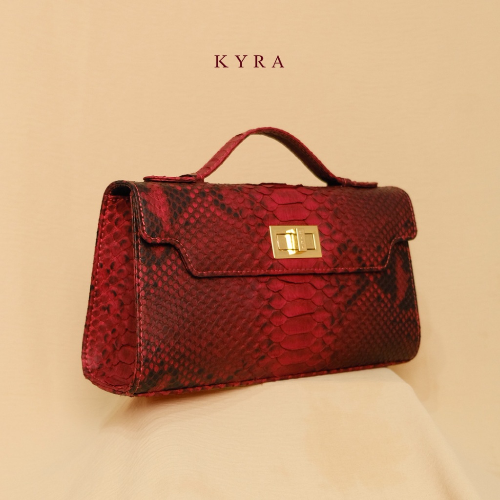 Tas Wanita Elegan KYRA Luna 29 – Tas Kulit Ular Asli – Handbag Wanita Kulit Buaya Asli - Tas Mewah