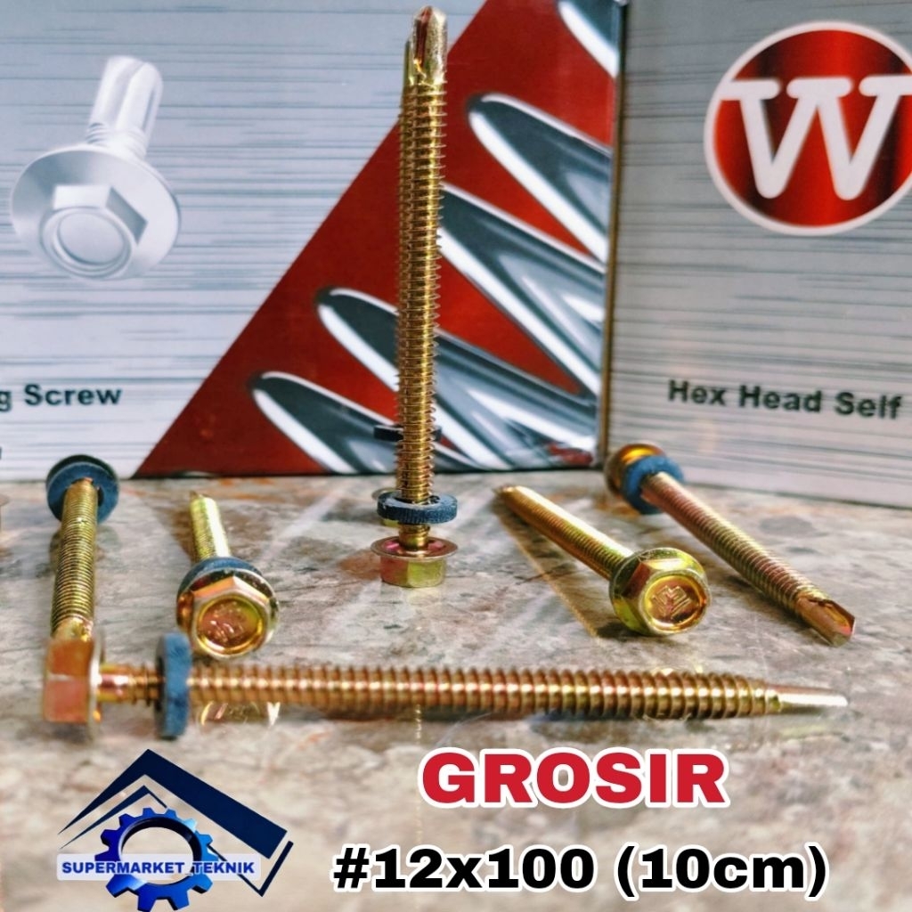 Baut Sekrup Baja Ringan 12x100 (10cm) Per 20 Biji