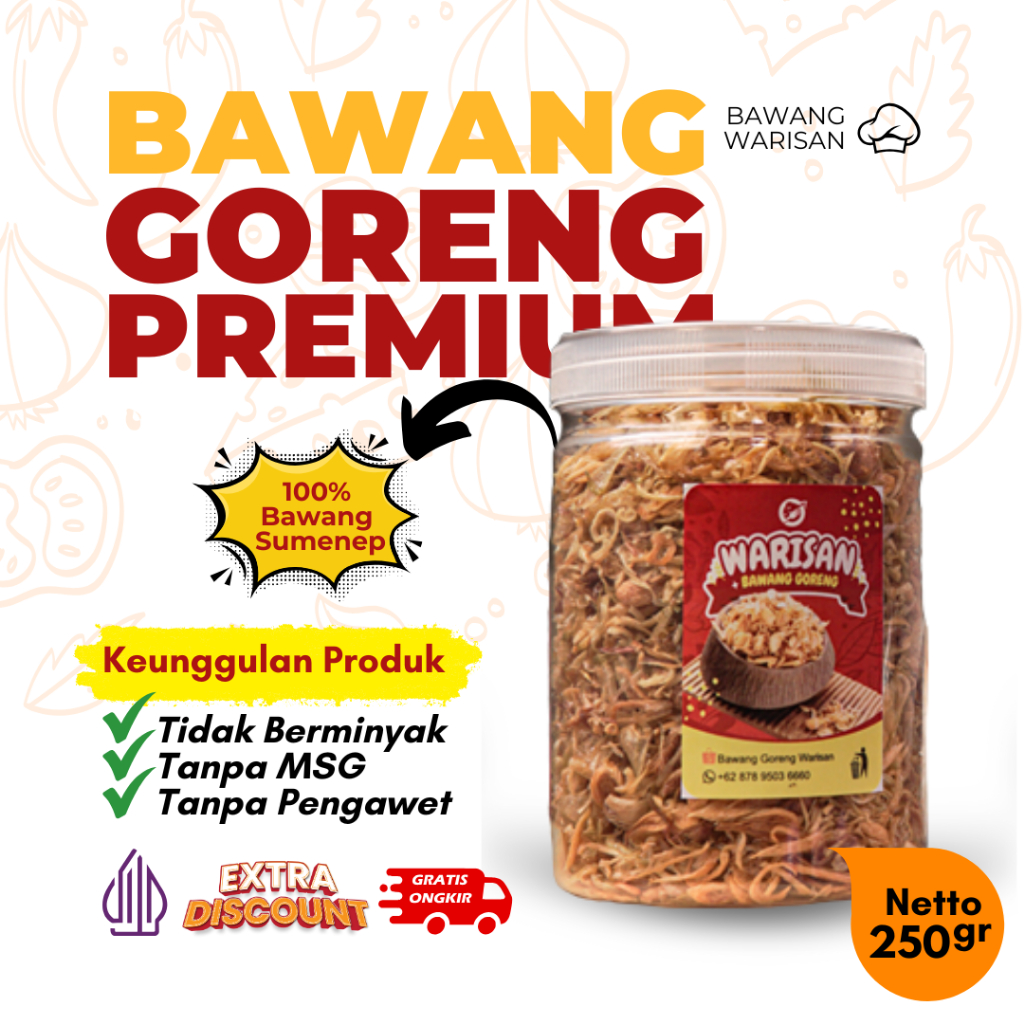 

Bawang Goreng Warisan Asli Sumenep Ukuran 250 Gram