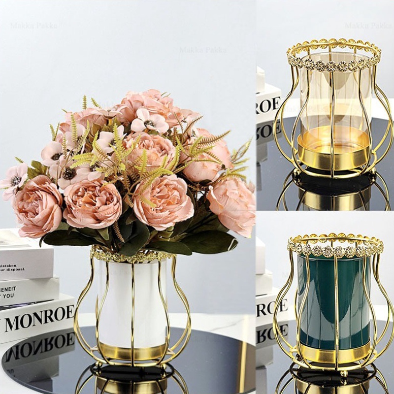 KODE N66O Besi Mewah Vas Kaca Vas Bunga Ruang Tamu Ruang Makan Meja Makan Lemari TV Meja Kopi Meja H