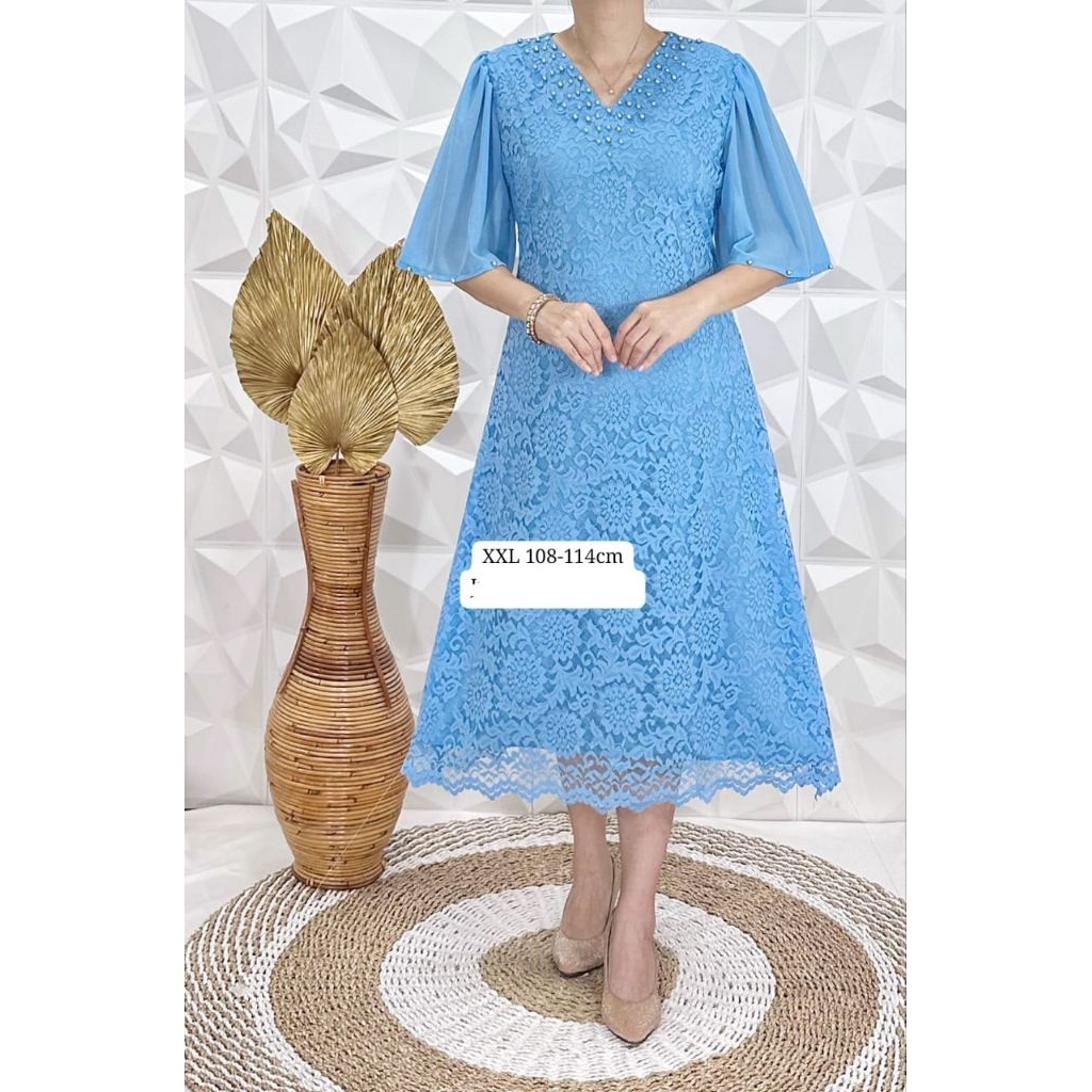 DRESS BRUKAT PAYET BAHAN SEMI PRANCIS