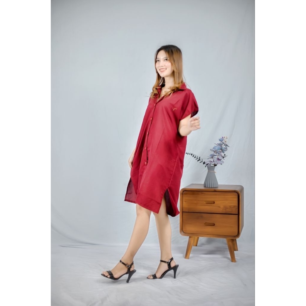 SELINA LILAC DRES POLOS DRES ANDIN DRES BUSUI KEKINIAN KAIN 100% KATUN PREMIUM HOM DRES KANCING HIDU