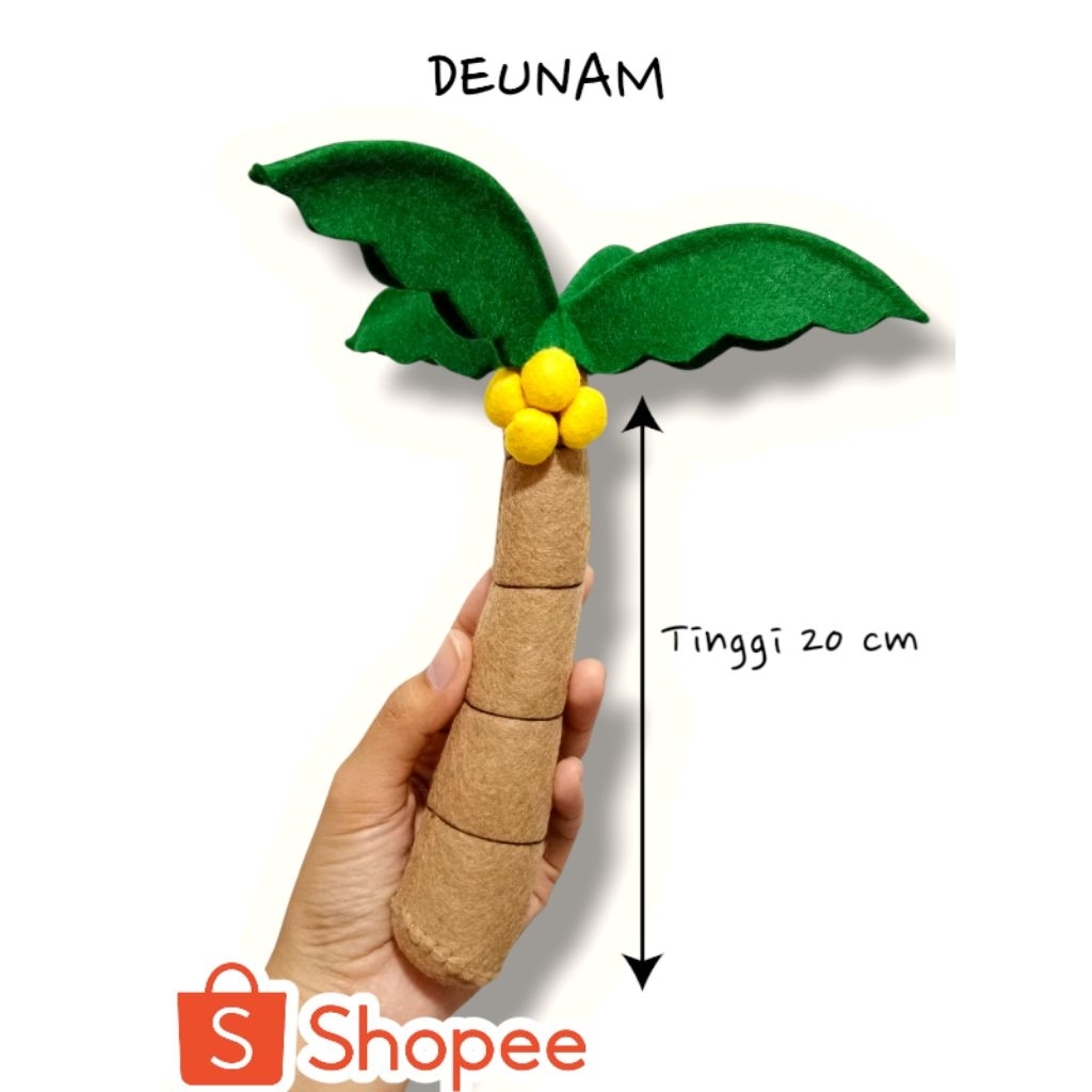 Pohon kelapa / Hiasan / Pajangan / Mainan Anak / Edukasi Anak / Sensory Play / Prented Play / Flanel