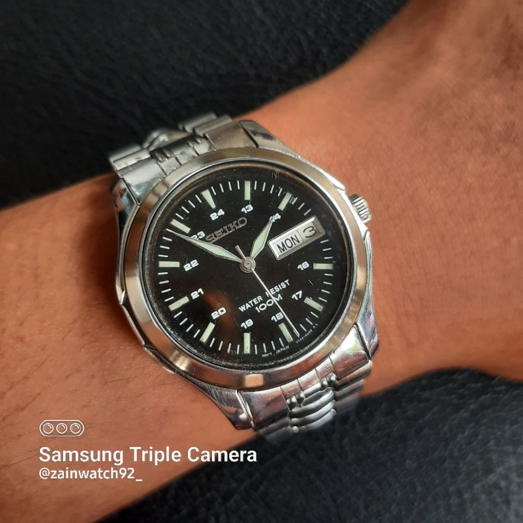 Jam Tangan Pria Seiko 7s26 Military MOD Black Dial Automatic Original