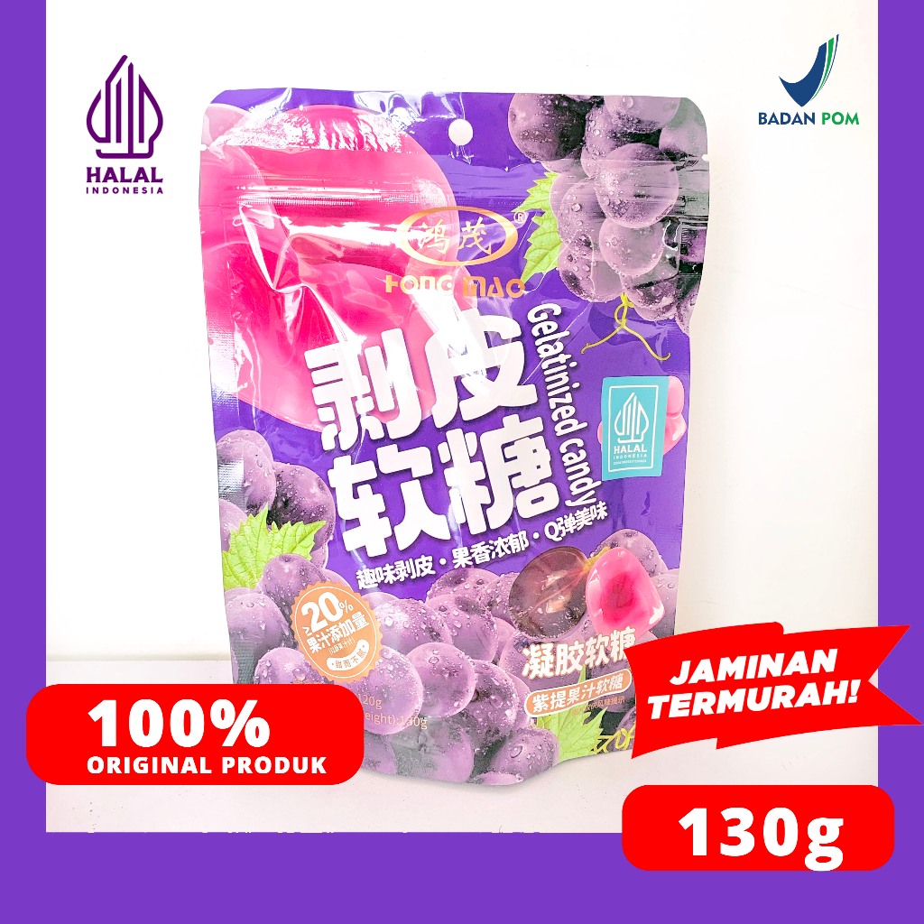 

HALAL GUMMY FRUIT JELLY ANEKA RASA GELATINIZED CANDY 130 GRAM HONGMAO