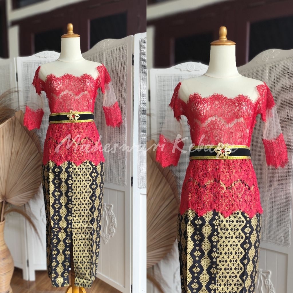 Kebaya Bali Set Talita Merah / Kebaya Bali Set / Kebaya Modern Brukat