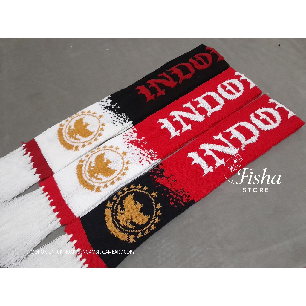 SYAL TIMNAS INDONESIA, Syal Rajut Pria Wanita Timnas Merah Putih TERBARU