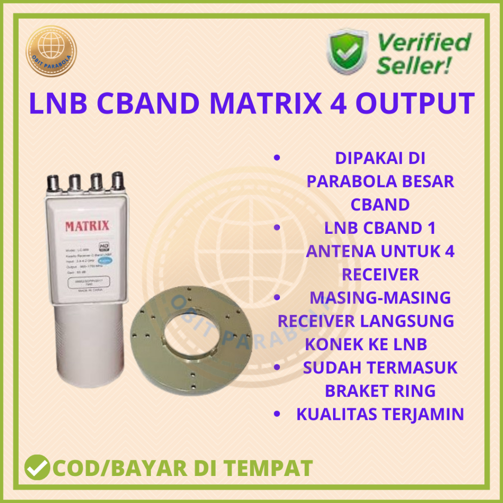 LNB+BRAKET CBAND MATRIX 4 OUTPUT RECEIVER KUALITAS TERJAMIN