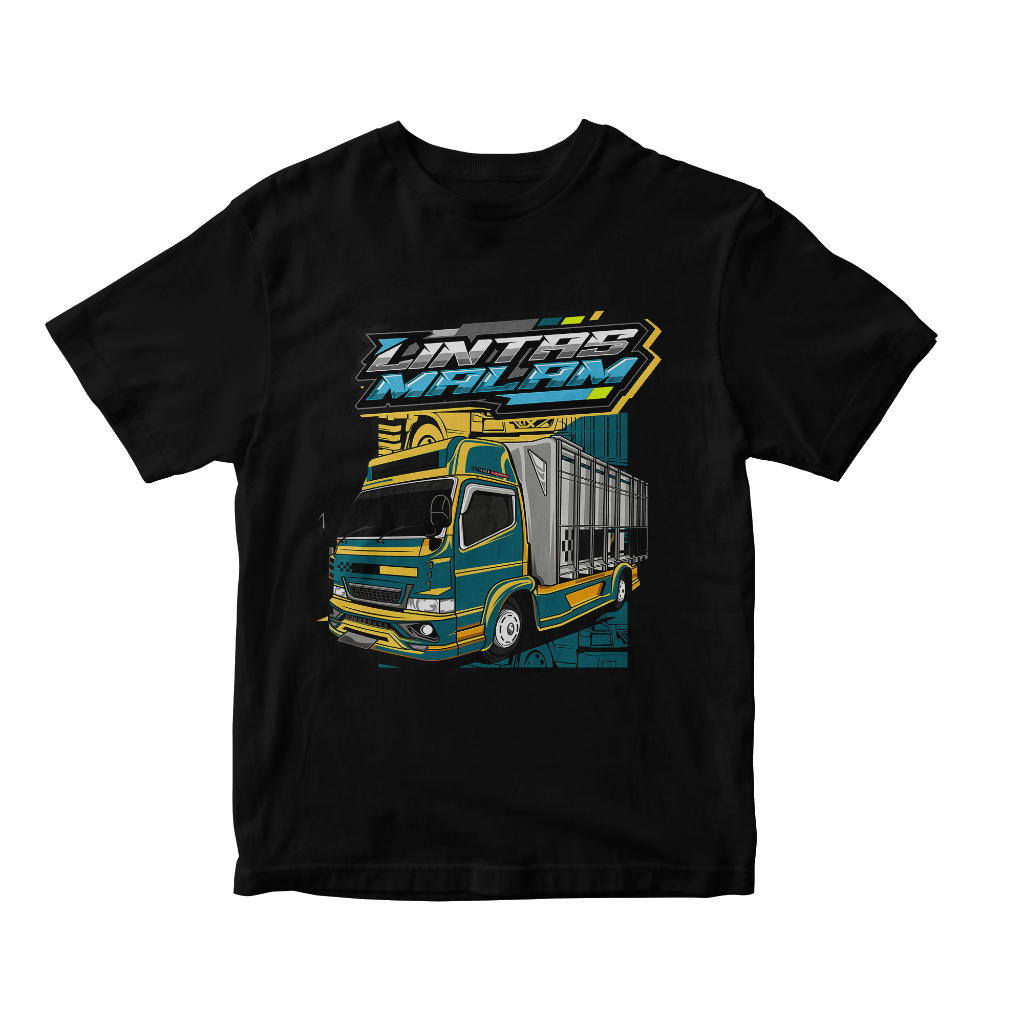 Kaos Distro Anak Laki-laki Perempuan Tangan Pendek Truk Mania Lintas Malam Usia 1 Sampai 12 Tahun Si