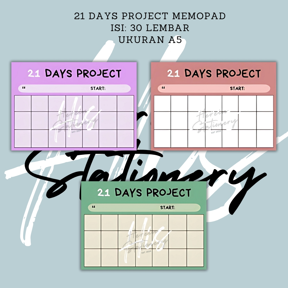 

HiS - 21 Days Project Memopad aesthetic track kegiatan isi 30 lembar ukuran A5