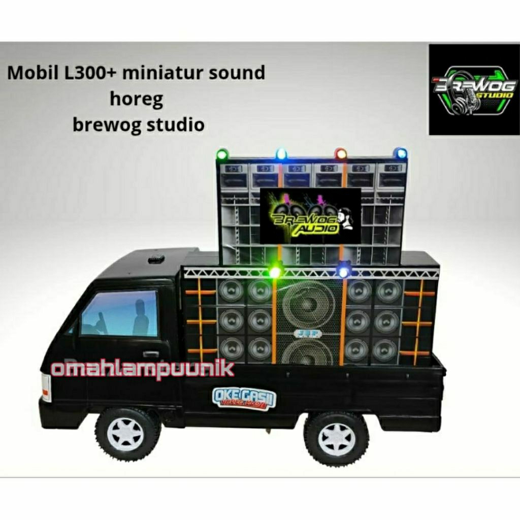 1 Set Mainan Miniatur Mobil Pickup L300 + Sound Horeg Audio Full Lampu