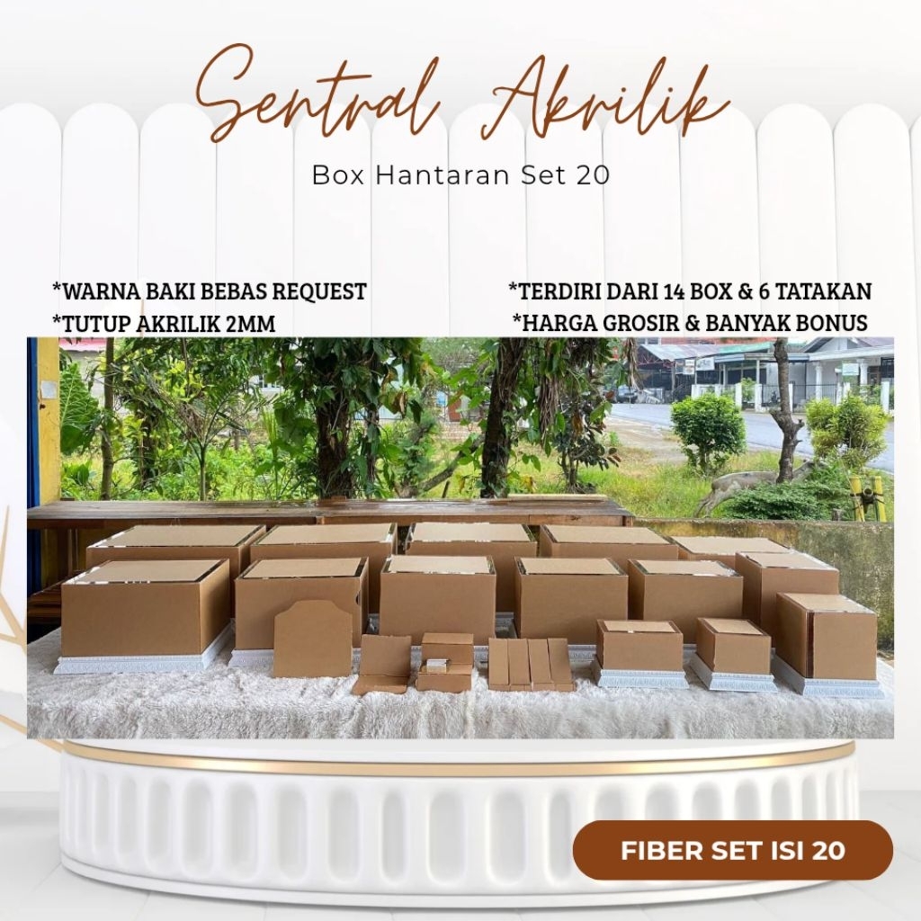 

BOX HANTARAN SET 20 | FIBER UKIR 4cm & 6cm | HANTARAN SESERAHAN PERNIKAHAN