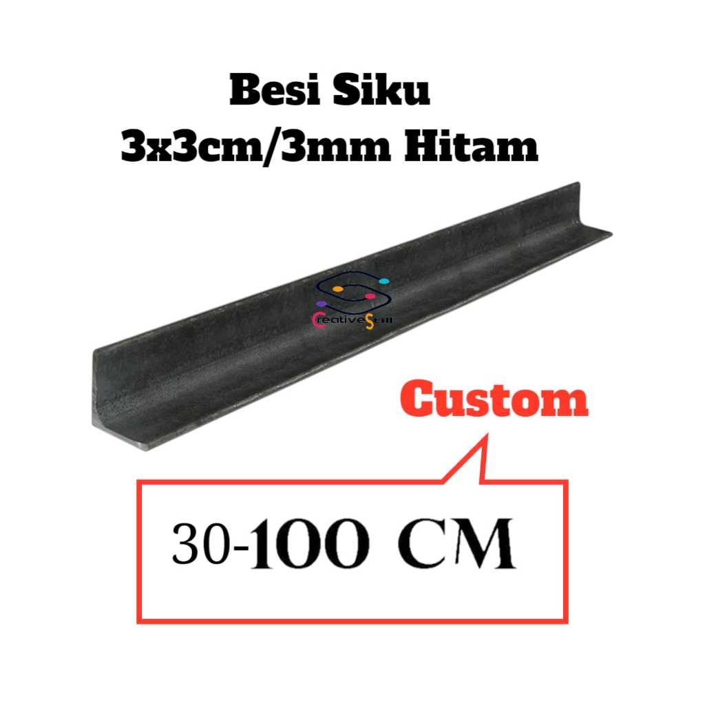 BESI SIKU-30X30X3MM FULL -30-200CM Besi Siku Full Tanpa Lubang Multifungsi Tebal 3.0 MM Dengan Panja